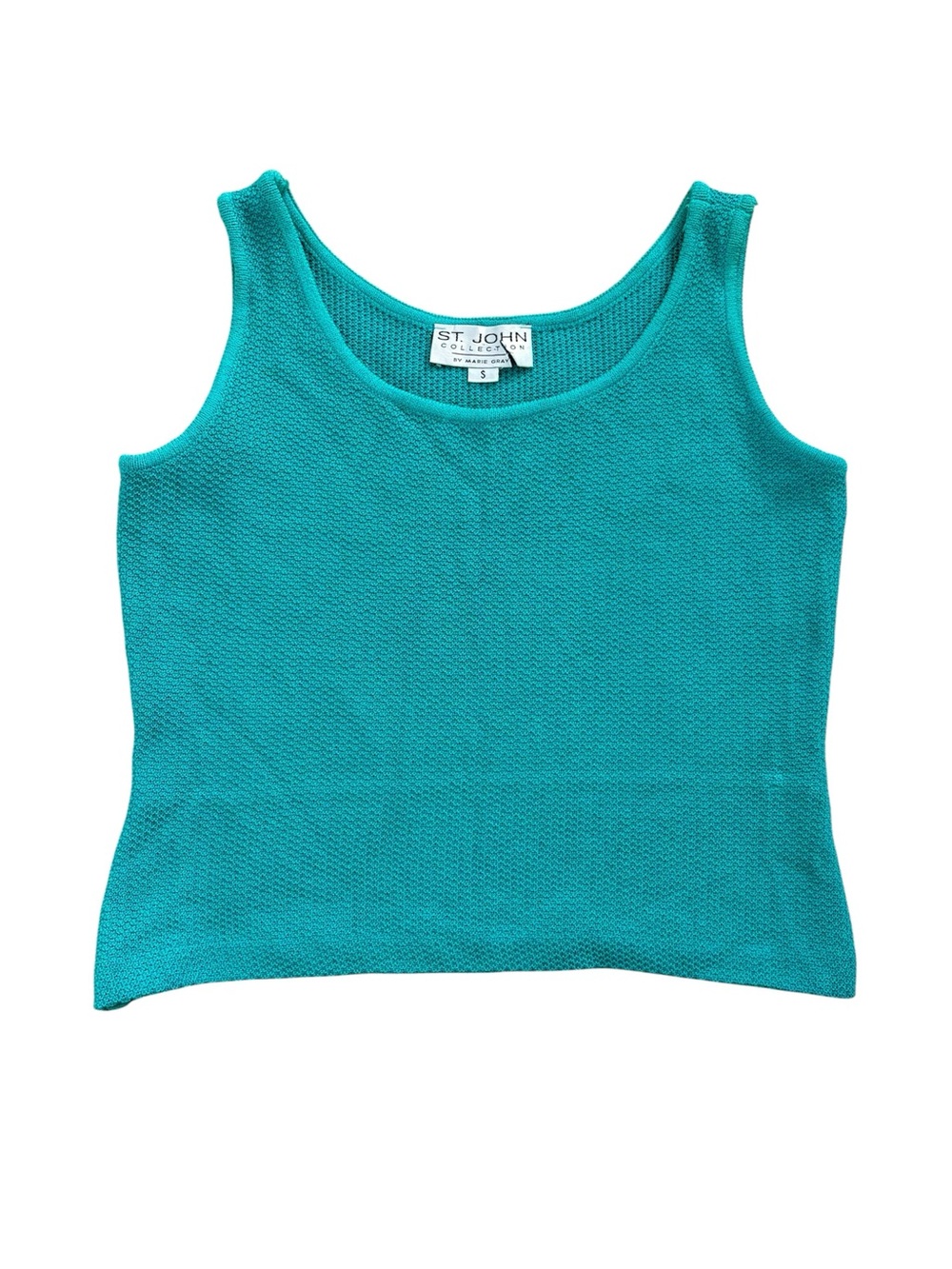Vintage St. John Santana Knit Marie Gray Scoop Neck Tank Top Teal Small